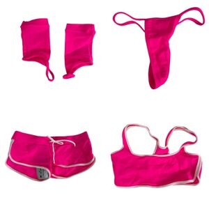 Latin Angel Womens Small Neon Pink Two Piece Dancewear Clubwear Set‎ LA 061 NEW
